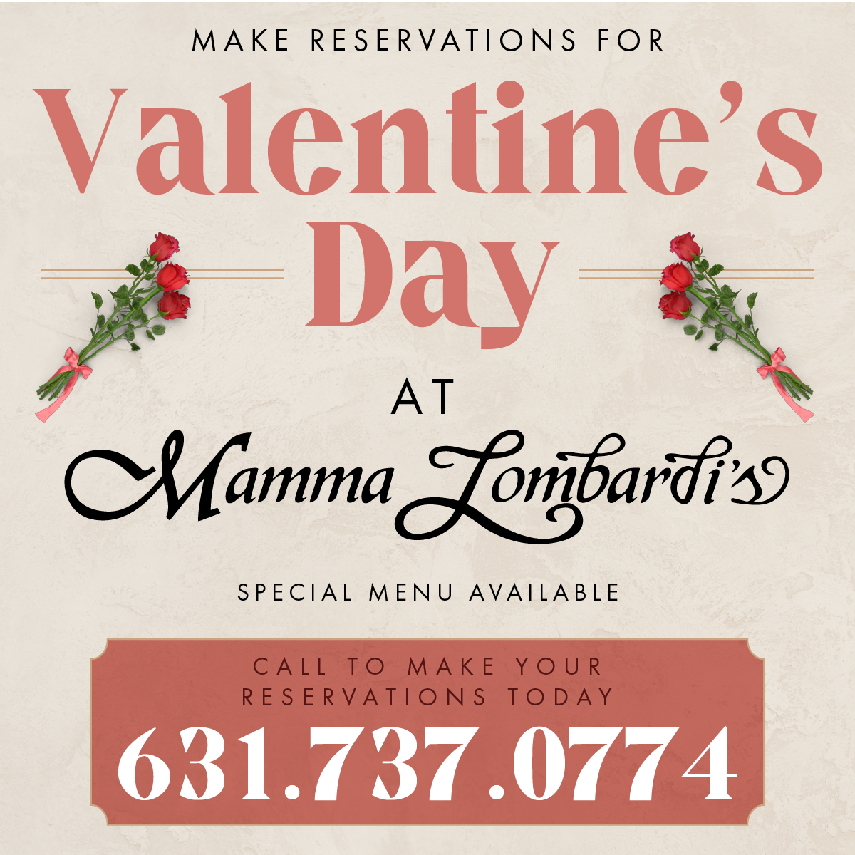 Call to Make Your Valentine's Reservations